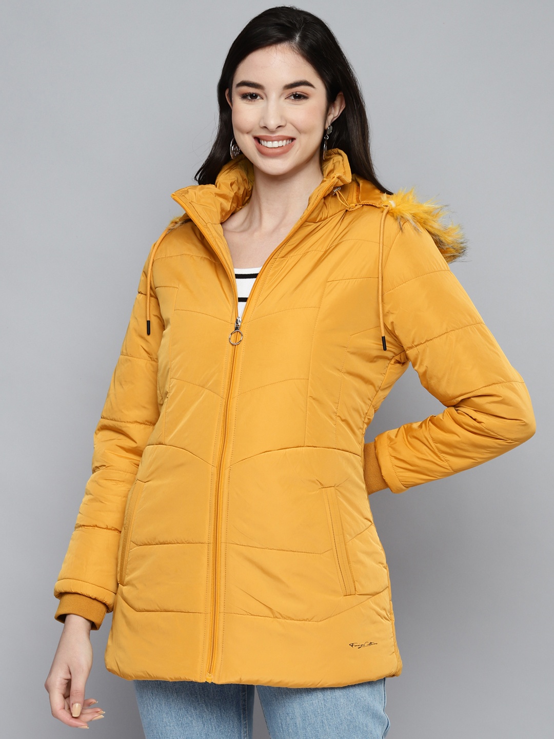 

Foreign Culture By Fort Collins Women Mustard Insulator Longline Parka Jacket