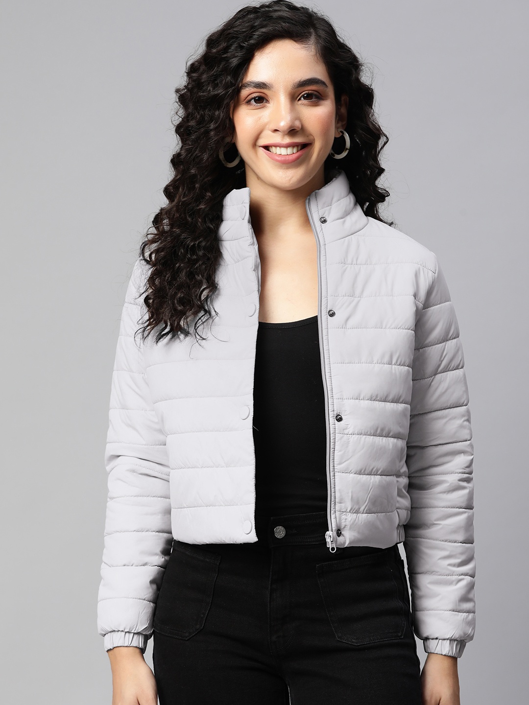 

Foreign Culture By Fort Collins Women Grey Solid Puffer Jacket