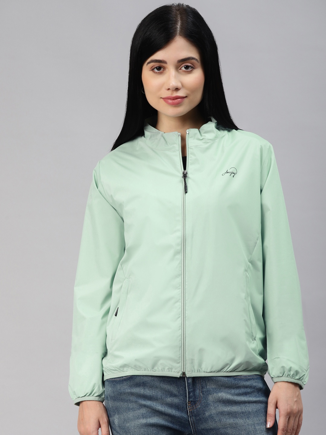 

Foreign Culture By Fort Collins Women Green Windcheater Tailored Jacket