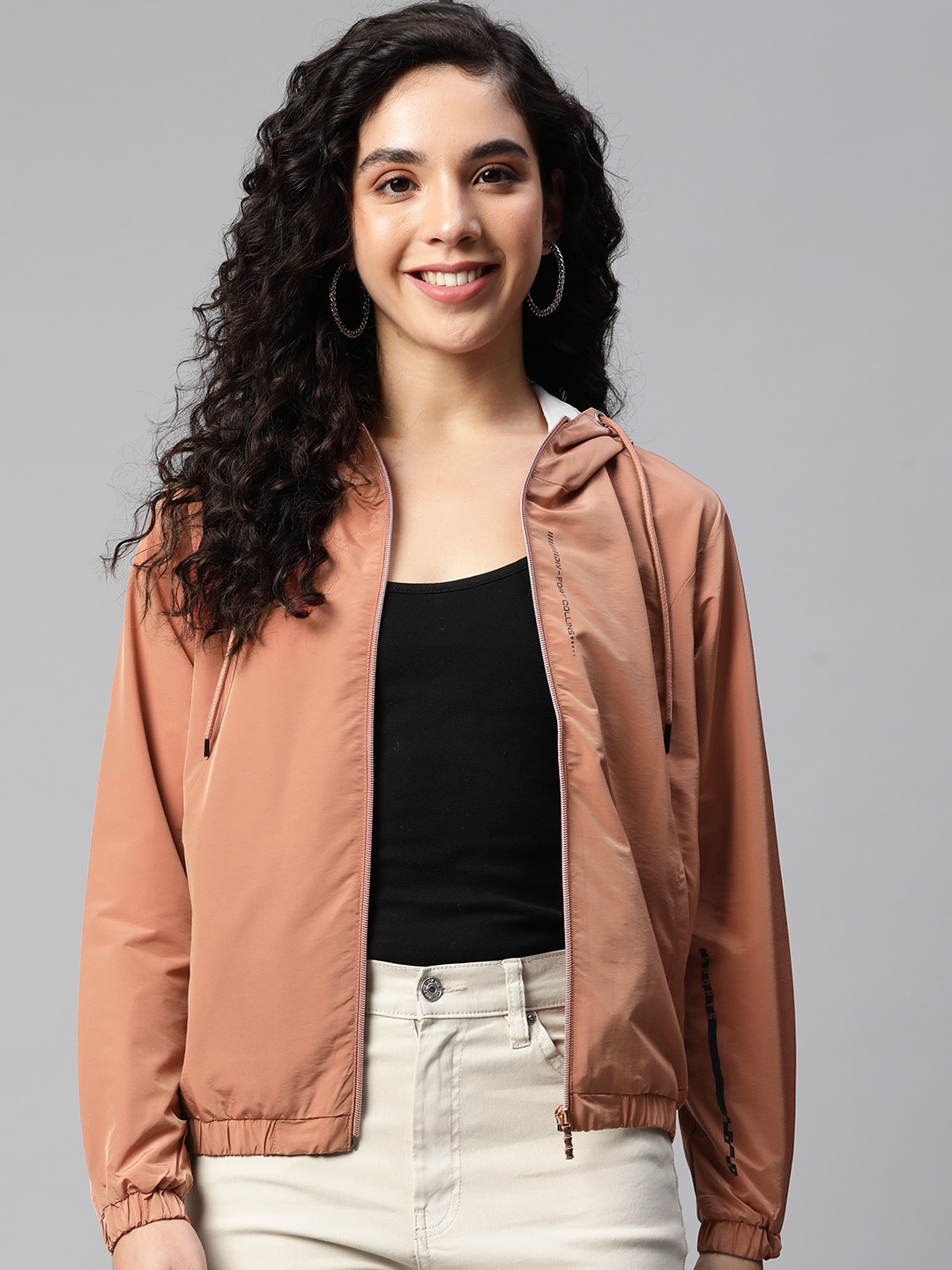 

Foreign Culture By Fort Collins Women Brown Solid Hooded Tailored Jacket