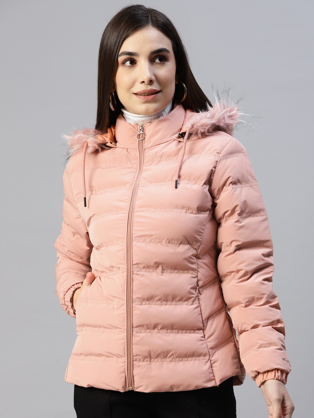 

Foreign Culture By Fort Collins Women Pink Solid Parka Jacket
