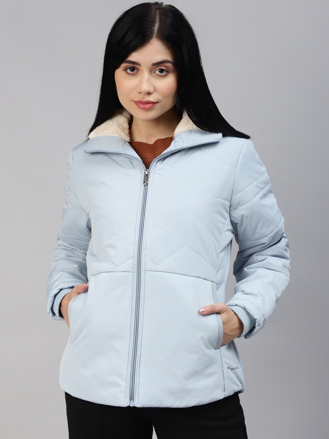 

Foreign Culture By Fort Collins Women Blue Solid Padded Jacket