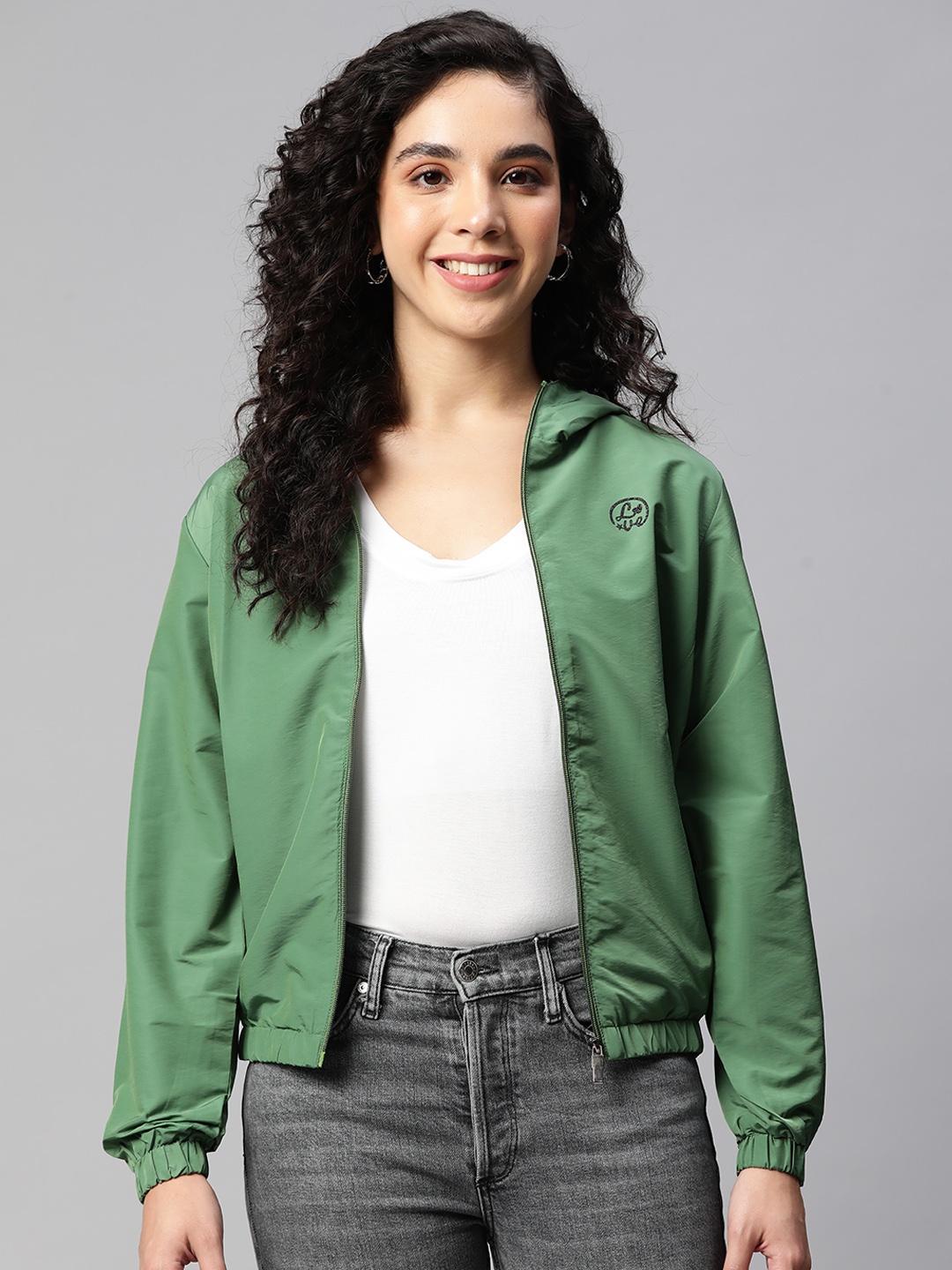 

Foreign Culture By Fort Collins Women Green Windcheater Outdoor Sporty Jacket