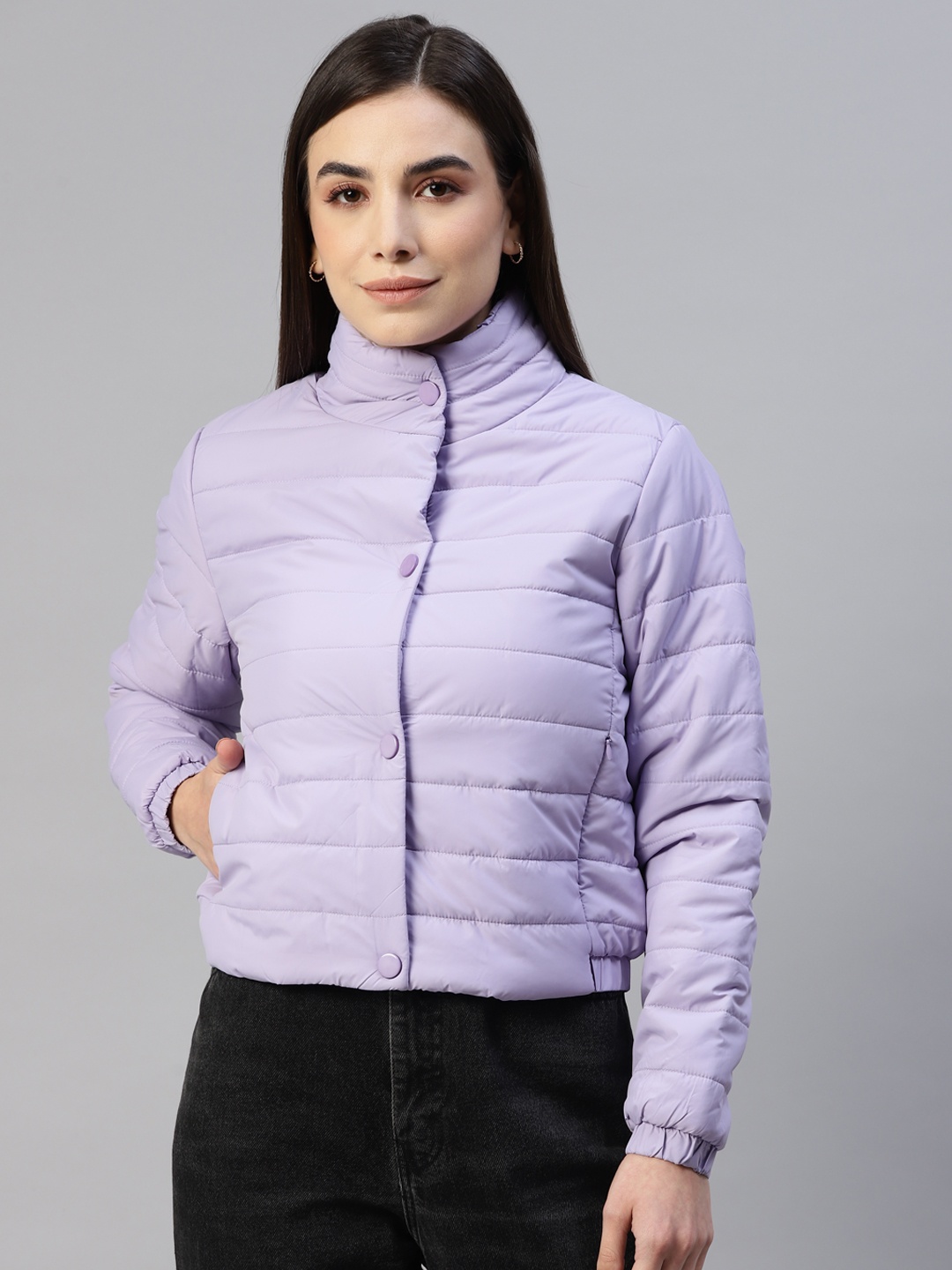 

Foreign Culture By Fort Collins Women Lavender Solid Padded Jacket