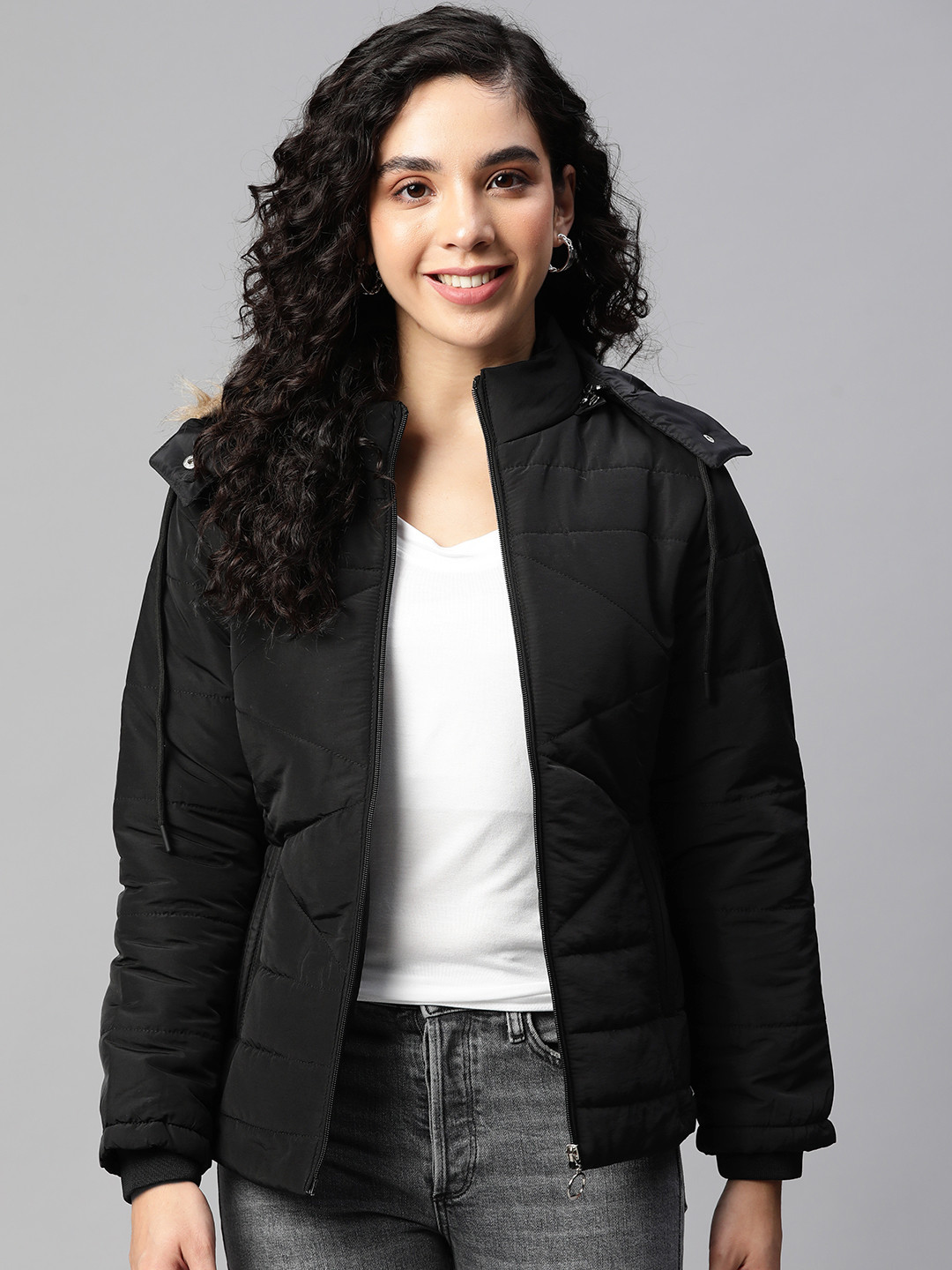 

Foreign Culture By Fort Collins Women Black Bomber Jacket