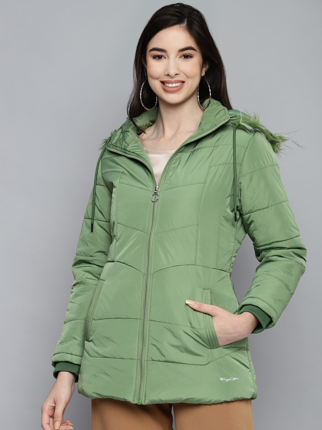 

Foreign Culture By Fort Collins Women Green Insulator Longline Parka Jacket