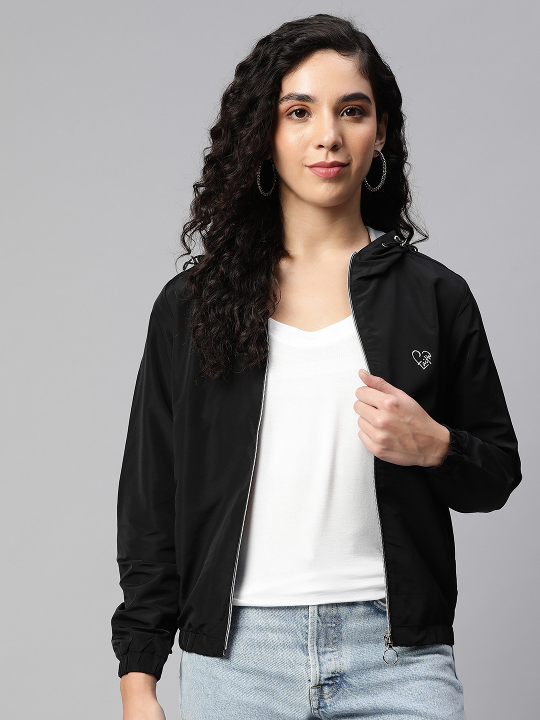 

Foreign Culture By Fort Collins Women Black Solid Hooded Tailored Jacket