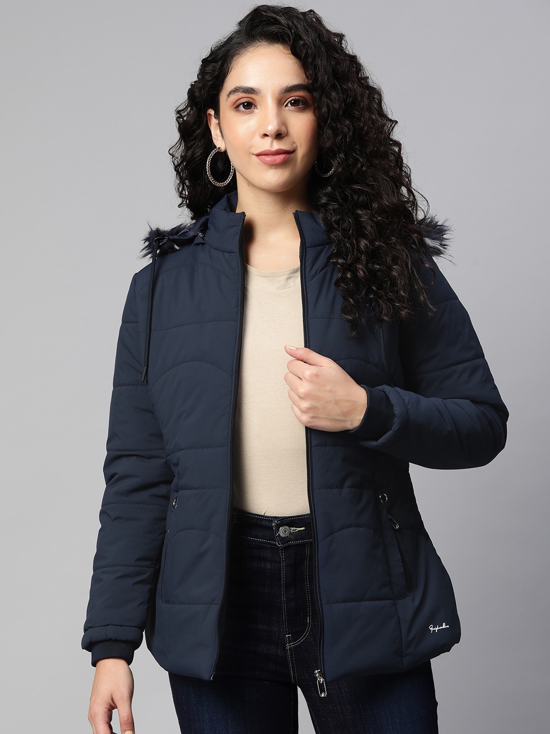 

Foreign Culture By Fort Collins Women Navy Blue Bomber Jacket