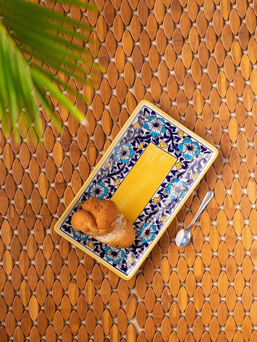 

ExclusiveLane Ceramic Snacks Serving Platter Handcrafted (Microwave Safe), Navy blue