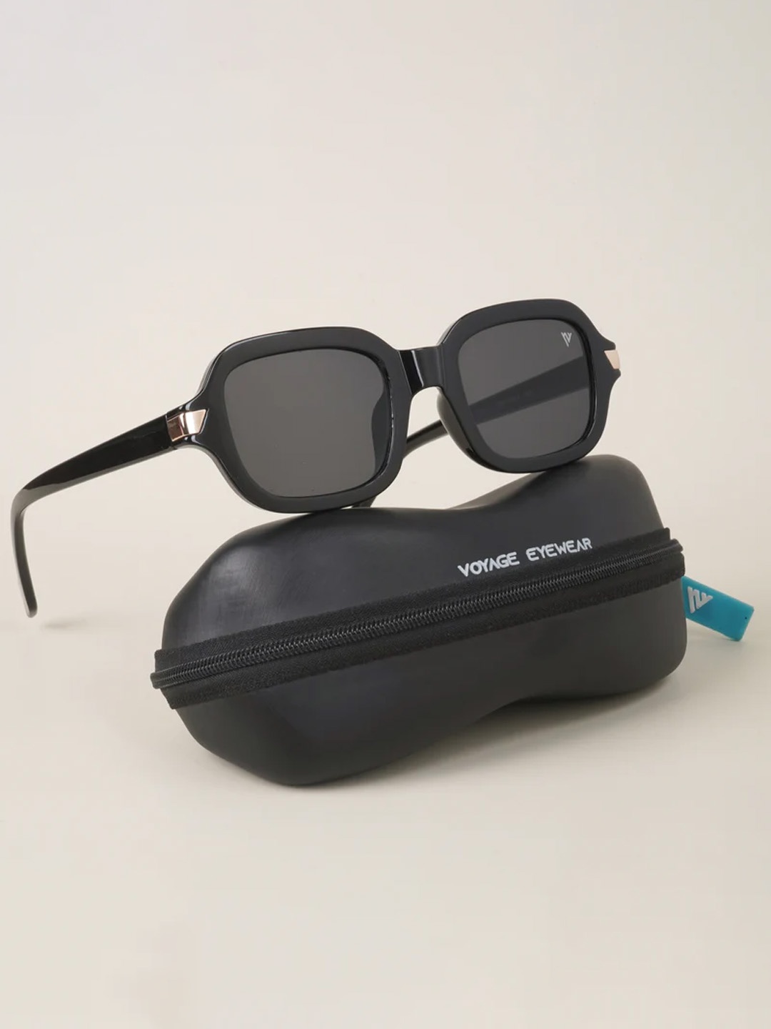 

Voyage Unisex Black Lens & Black Rectangle Sunglasses with UV Protected Lens