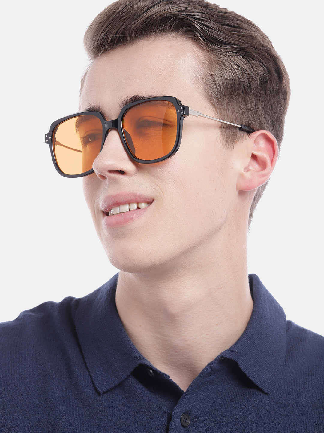 

Voyage Unisex Orange Lens & Black Square Sunglasses with UV Protected Lens