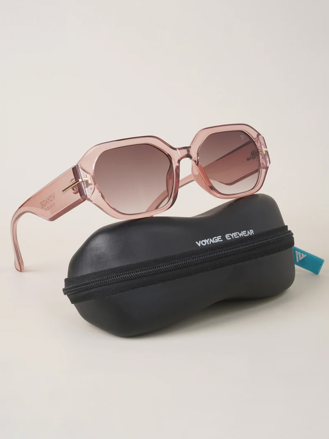 

Voyage Unisex Brown Lens & Pink Rectangle Sunglasses with UV Protected Lens