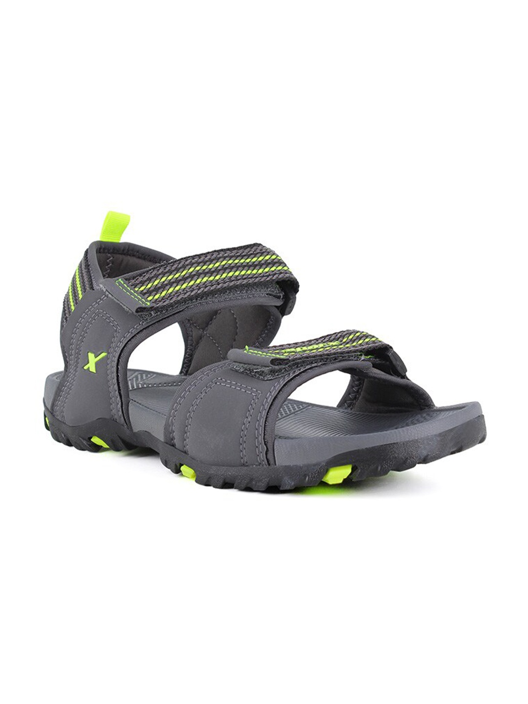 

Sparx Men Grey & Fluorescent Green Sports Sandals