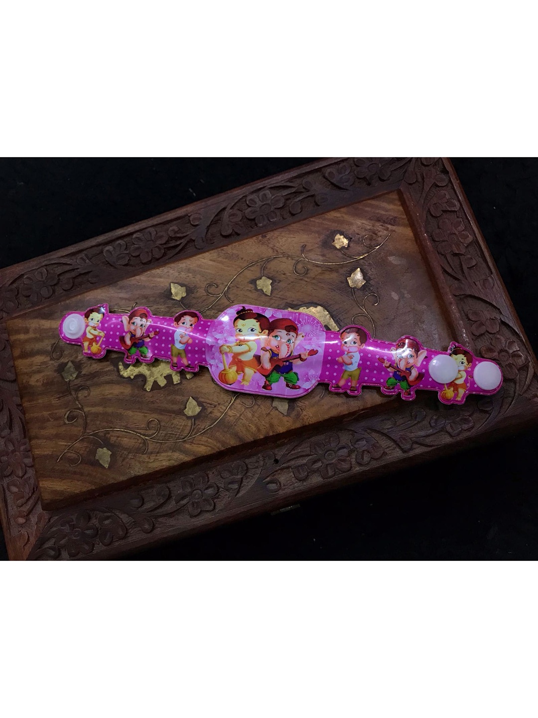 

MORKANTH JEWELLERY Boys Pink Hanuman & Ganpati Cartoon Rakhi