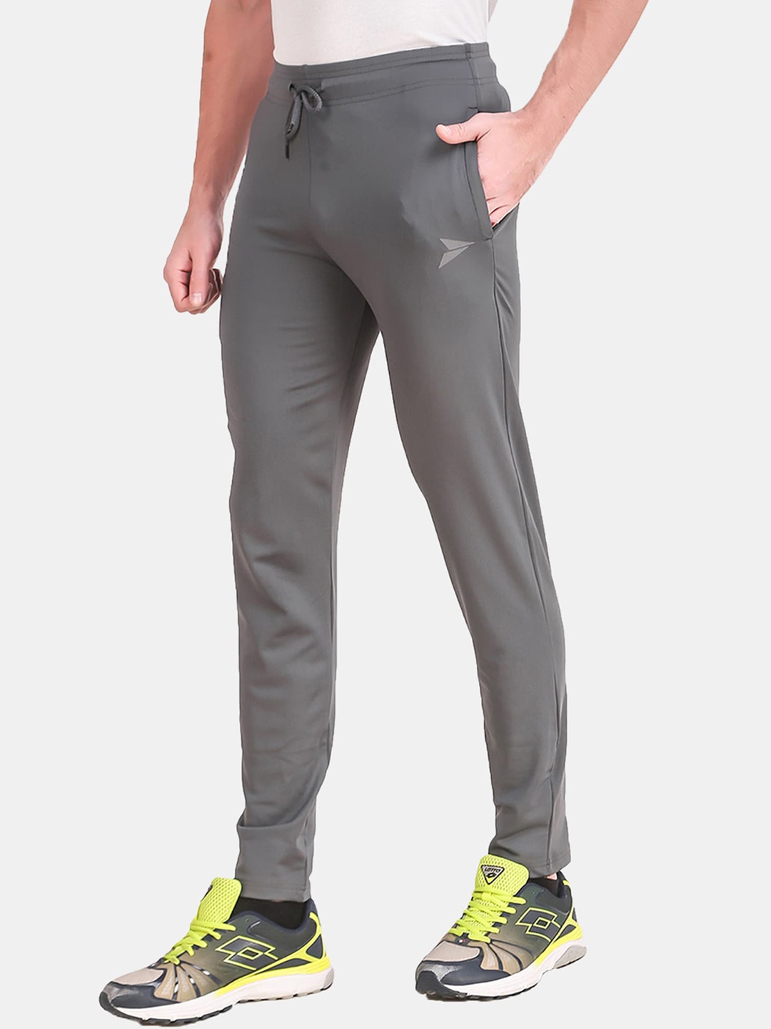 

FITINC Men Grey Solid Slim-Fit Dry Fit Training & Gym Workout Track Pant