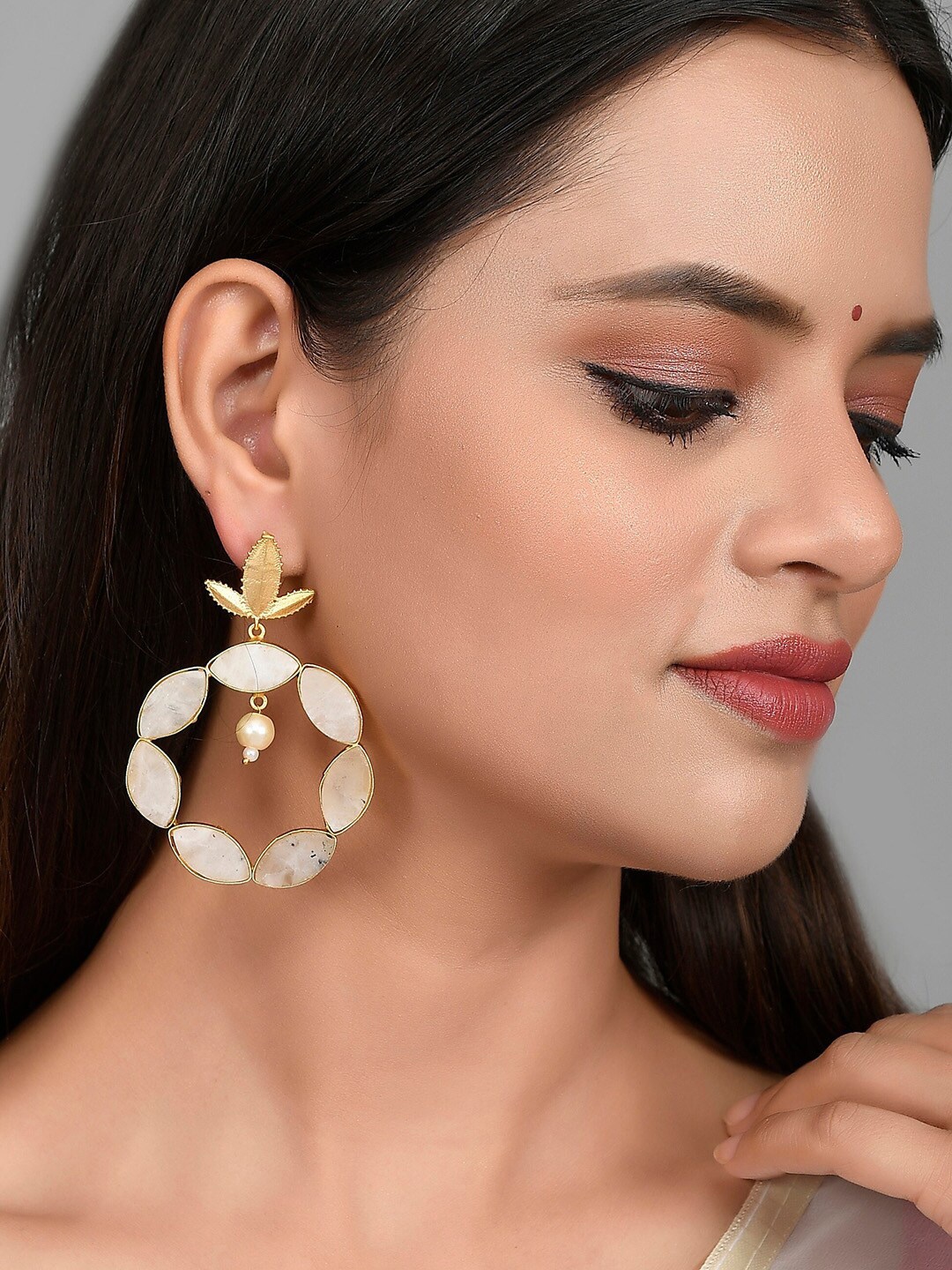 

Silvermerc Designs Gold-Toned Circular Drop Earrings