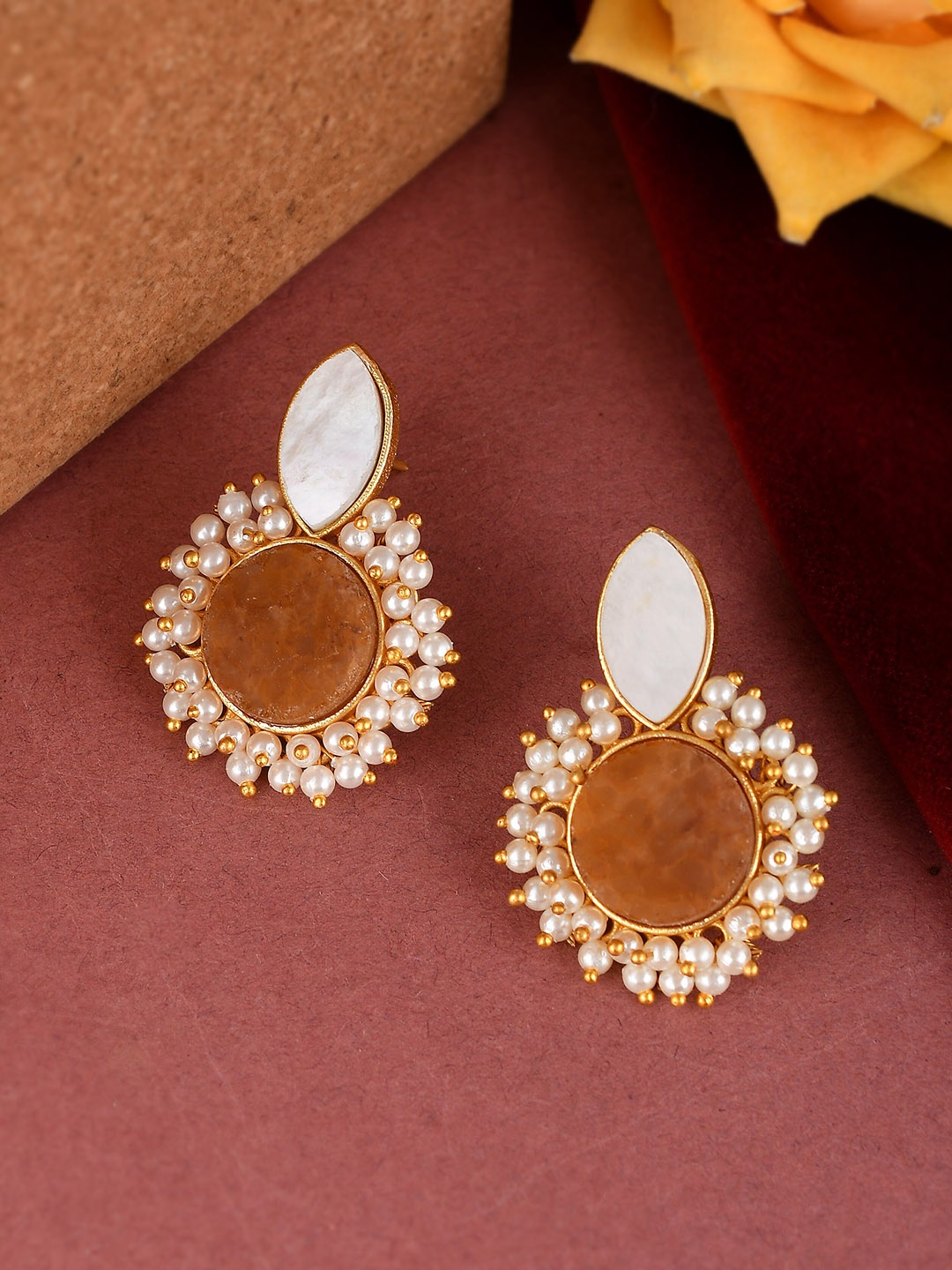 

Silvermerc Designs Gold-Toned Circular Drop Earrings