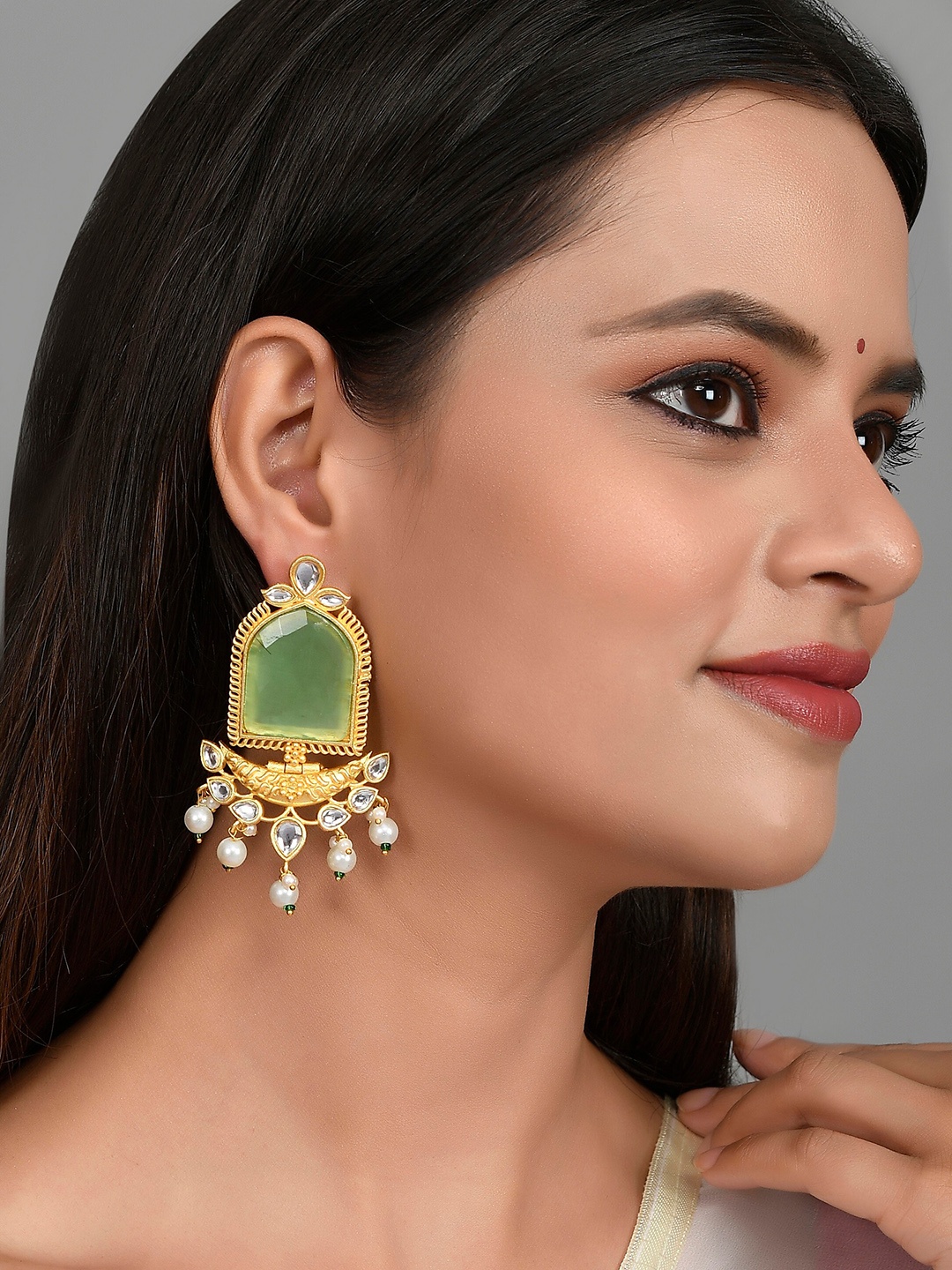 

Silvermerc Designs Gold-Toned Dome Shaped Drop Earrings