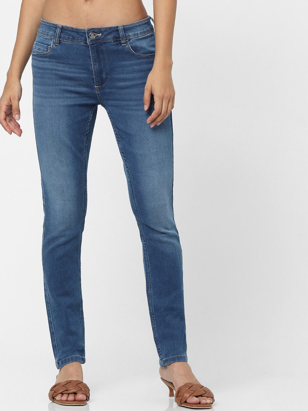 

ONLY Women Blue Skinny Fit Light Fade Jeans
