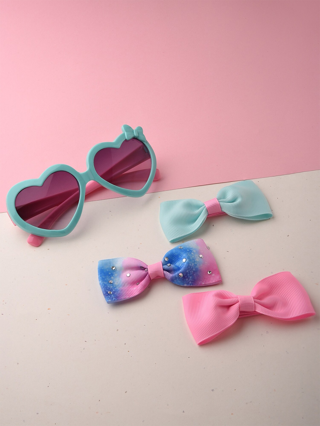 

Toniq Kids Girls Pink & Blue 3-Pieces Hair Accessory Set with Sunglasses