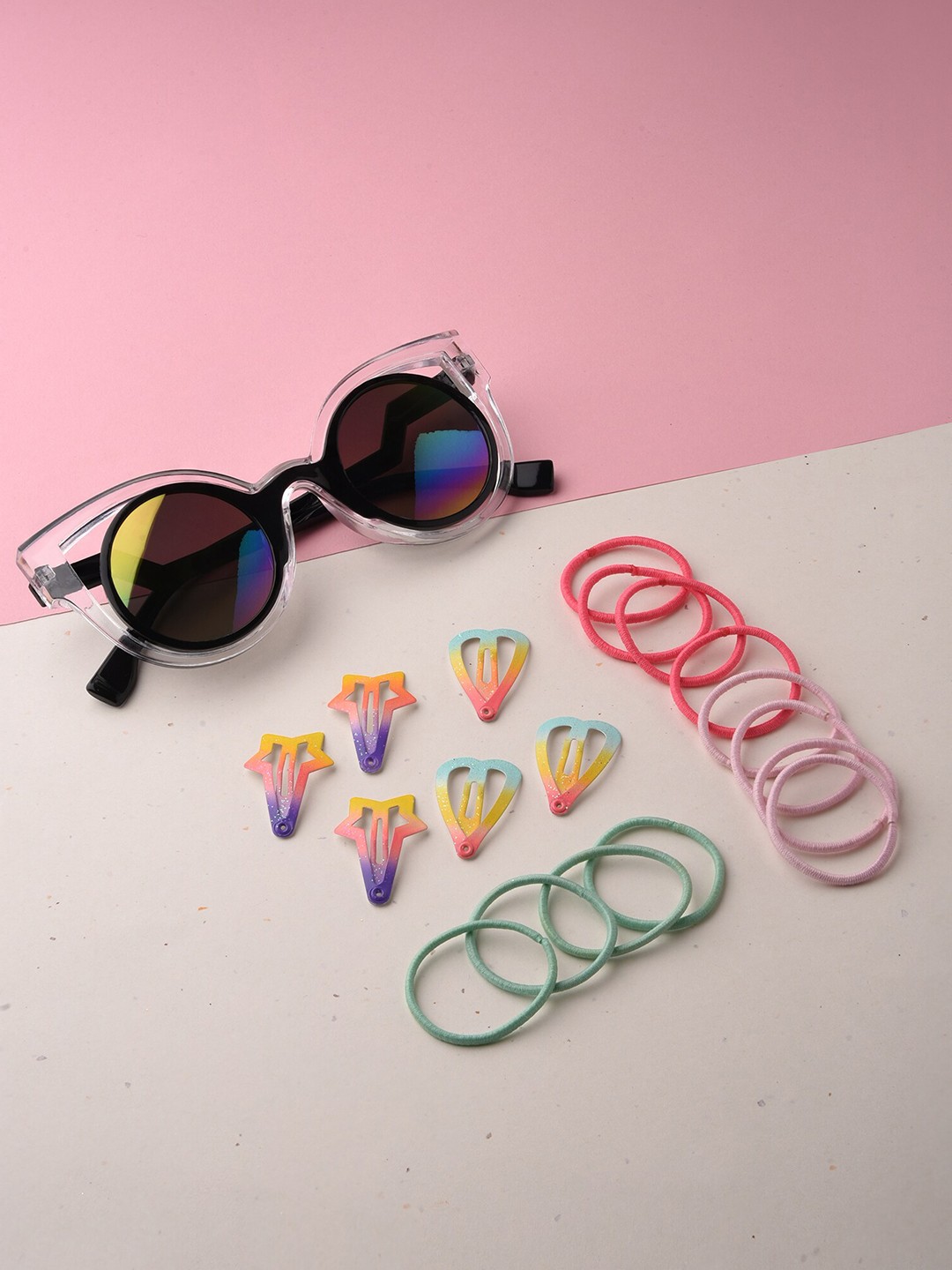 

Toniq Kids Girls Black & Green 18-Pieces Hair Accessory Set with Sunglasses