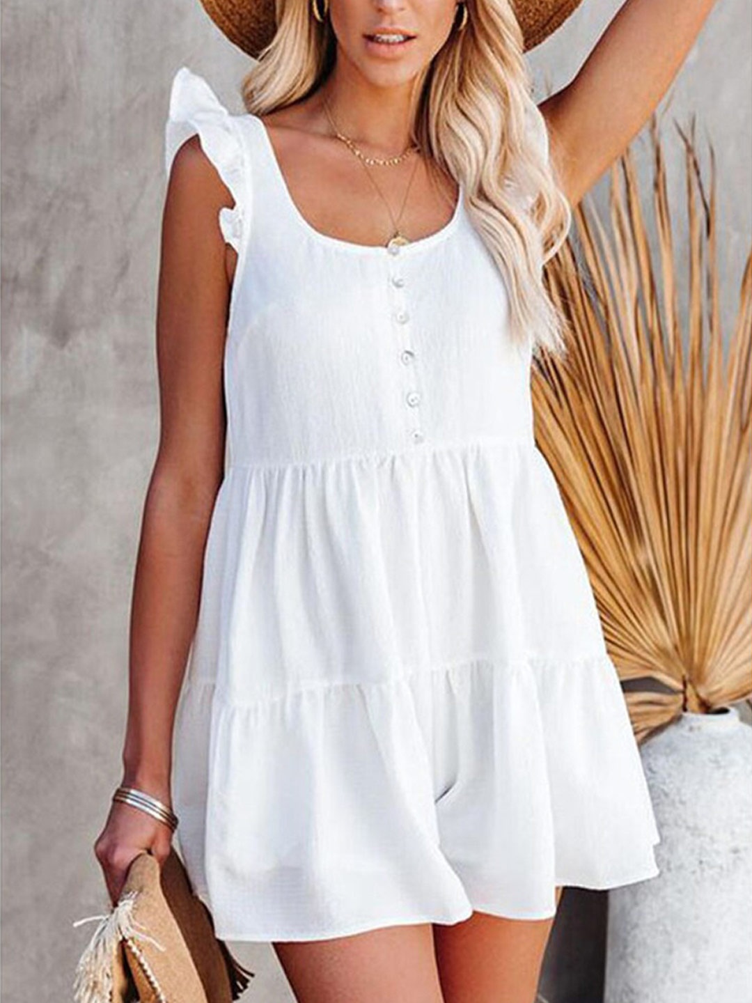

BoStreet White & sandstone Mini Dress