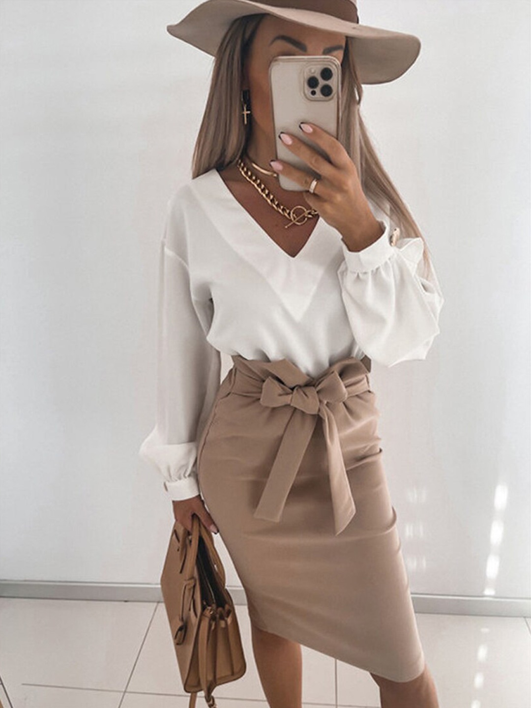 

BoStreet Khaki Sheath Midi Dress