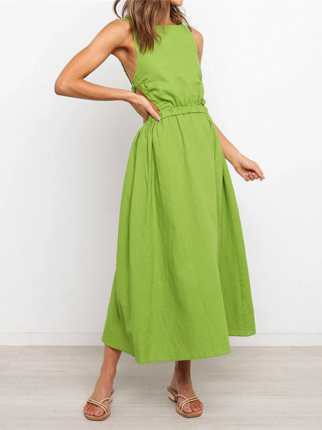 

BoStreet Green & green glow Maxi Midi Dress