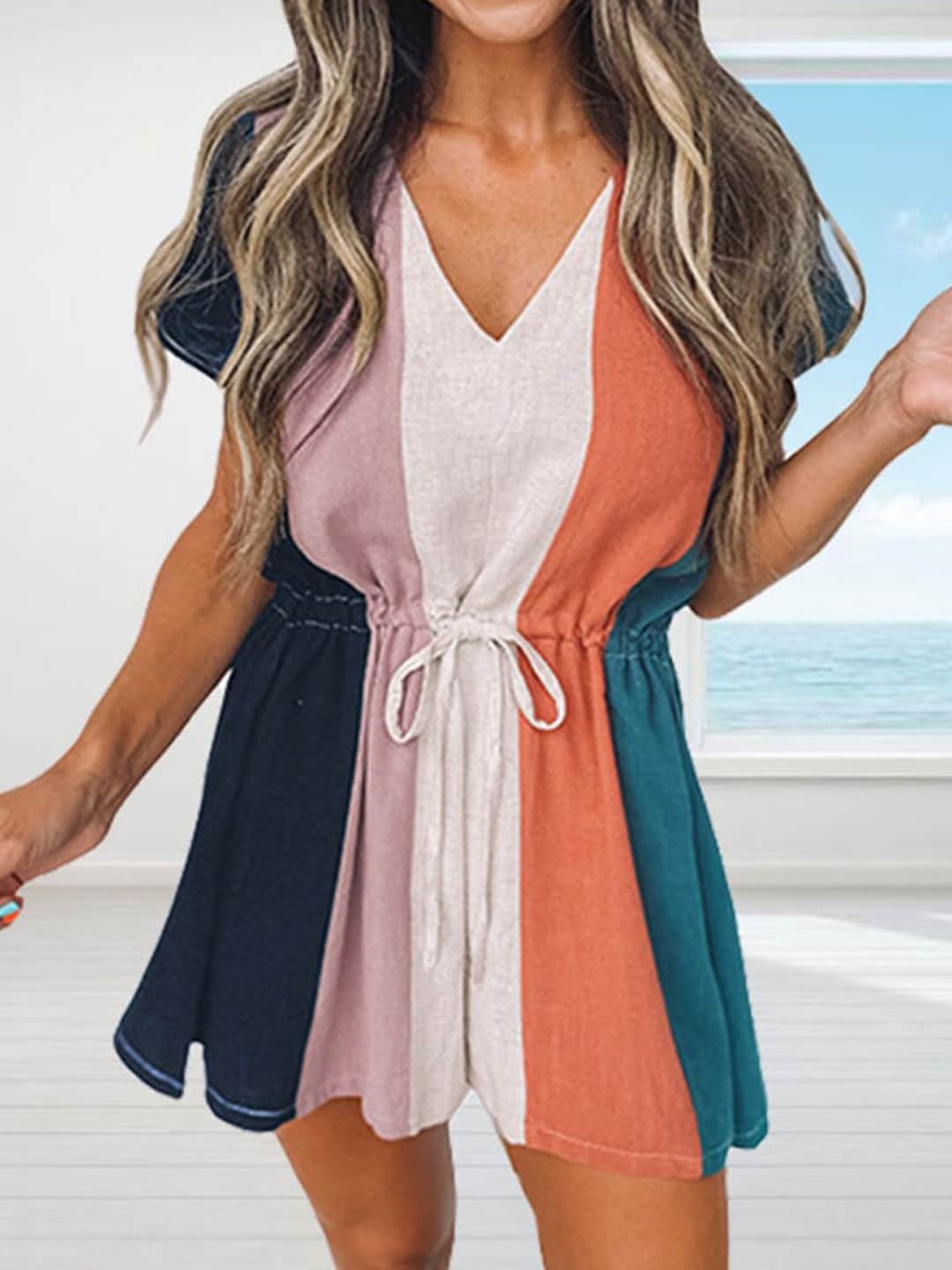 

BoStreet Multicoloured Striped A-Line Dress, Multi