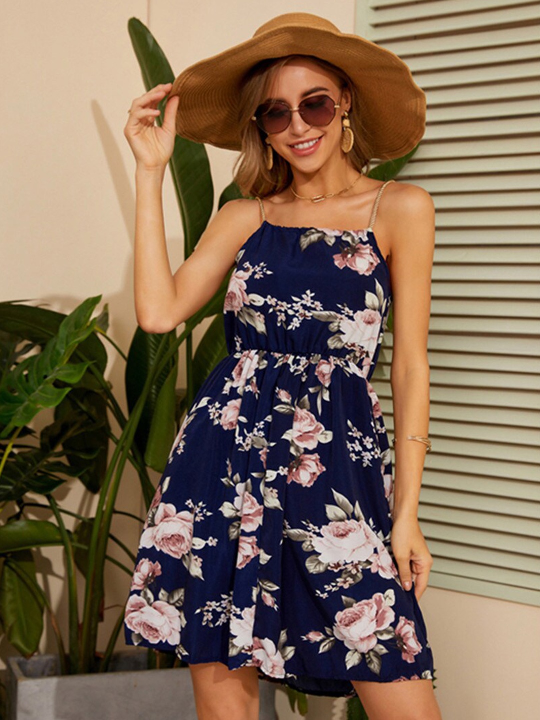 

BoStreet Navy Blue Floral Dress