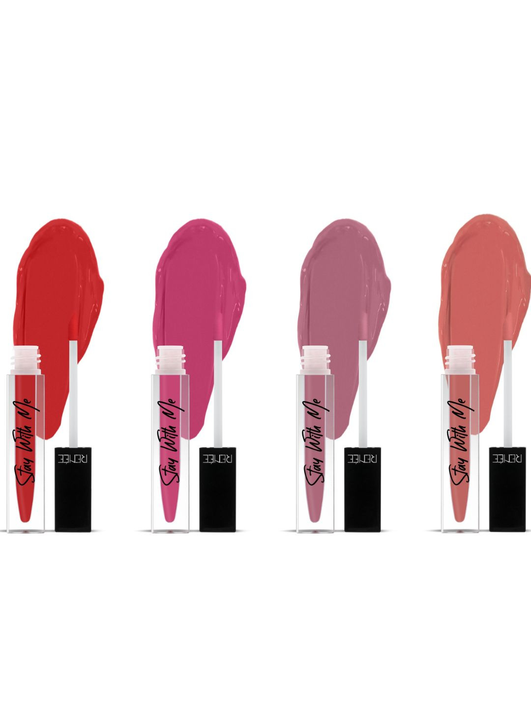 

Renee Set of 4 Vegan Stay With Me Matte Lip Color with Vitamin E & Shea Butter - 5 ml Each, Pink