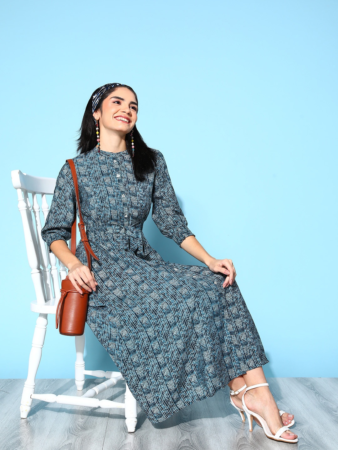 

ZOLA Women Stylish Blue Striped All in the Details Dress
