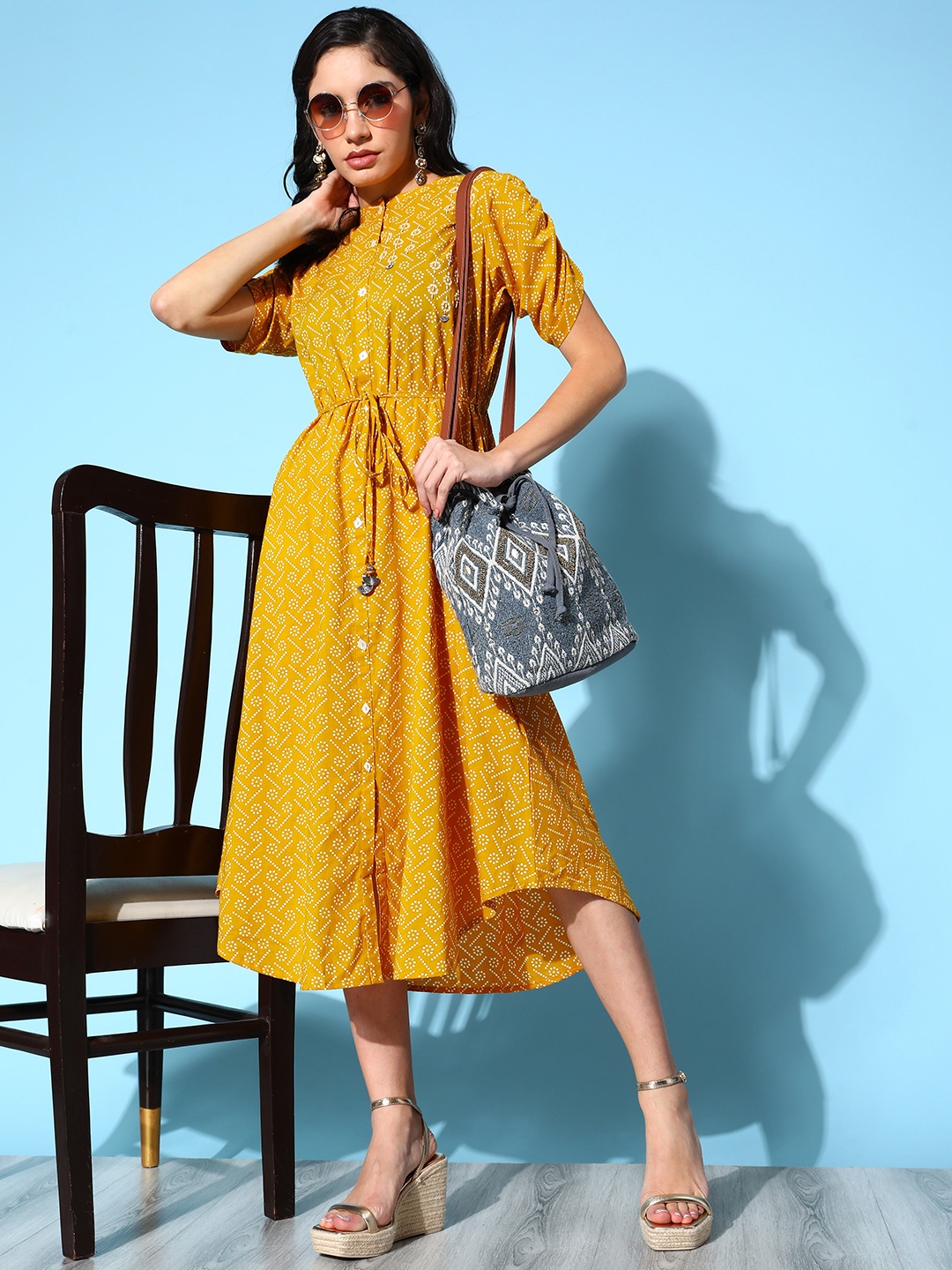 

ZOLA Women Mustard Ethnic Motifs Desi Girl Dress