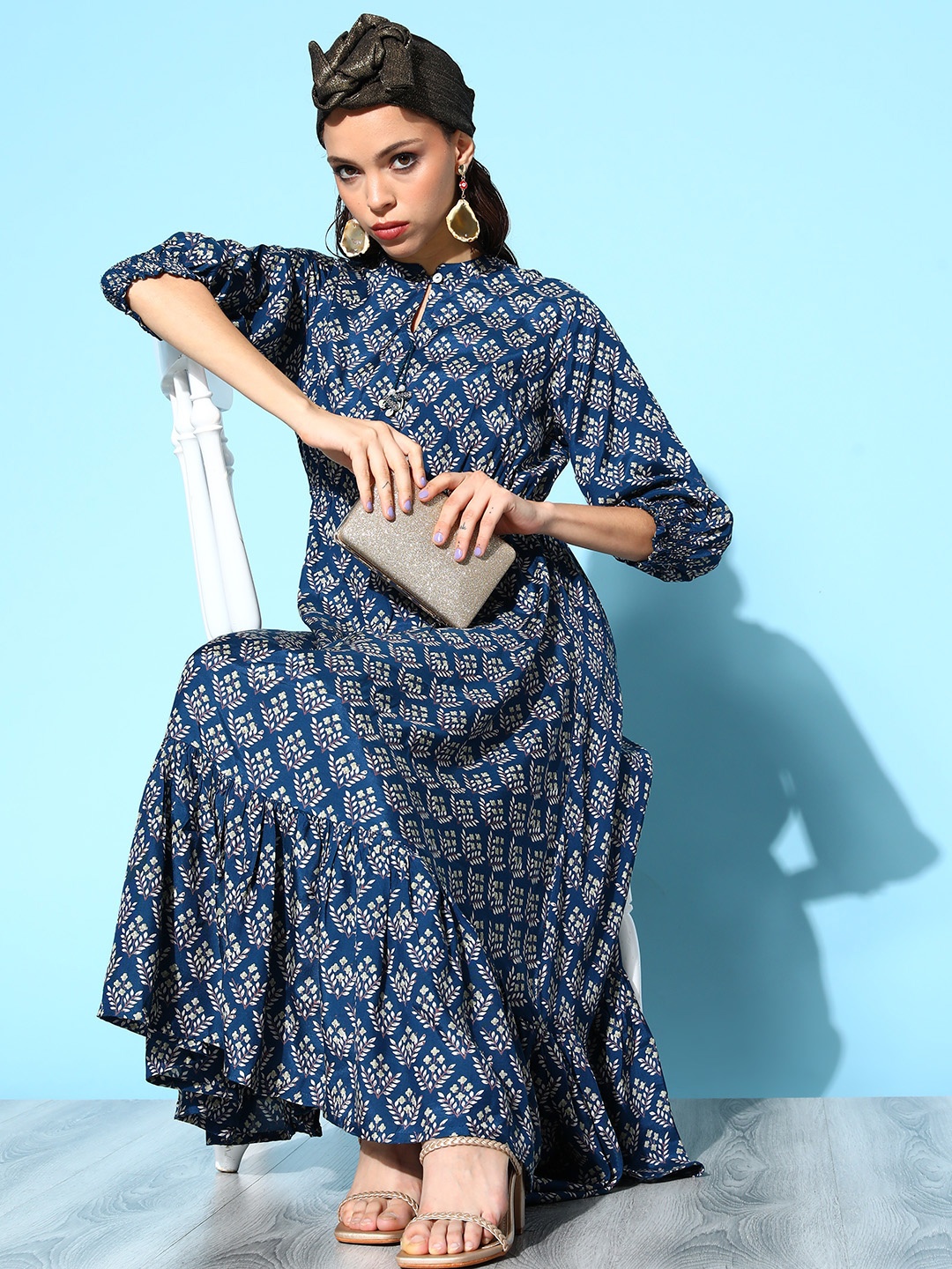 

ZOLA Women Navy Blue Ethnic Motifs Desi Girl Dress