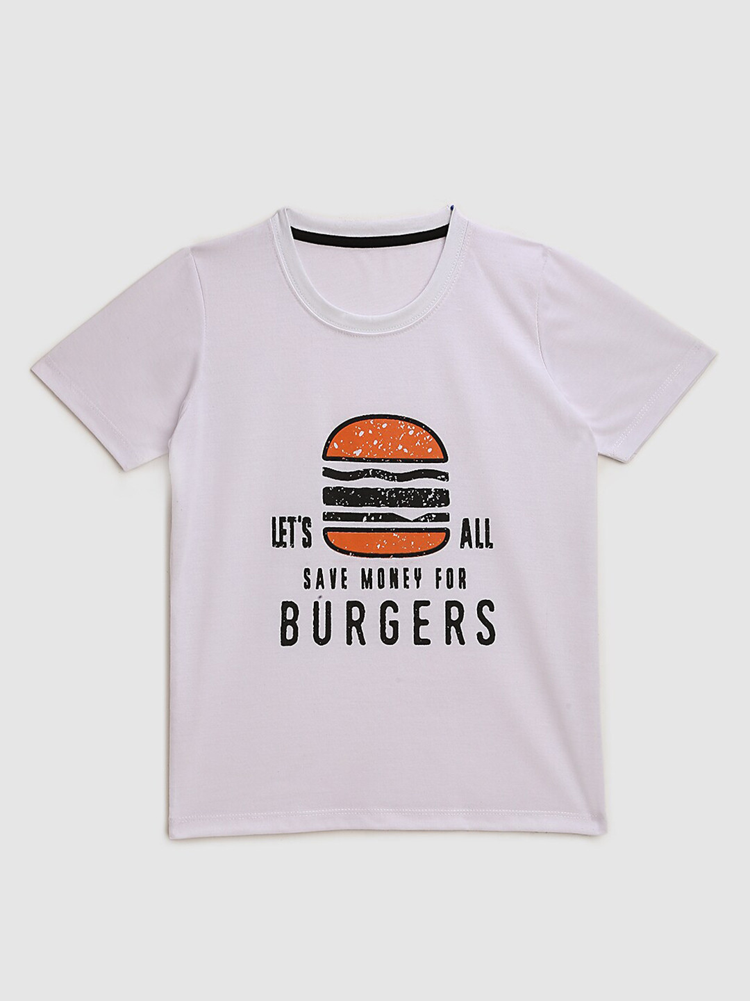 

KIDSCRAFT Boys White Typography Printed Applique T-shirt