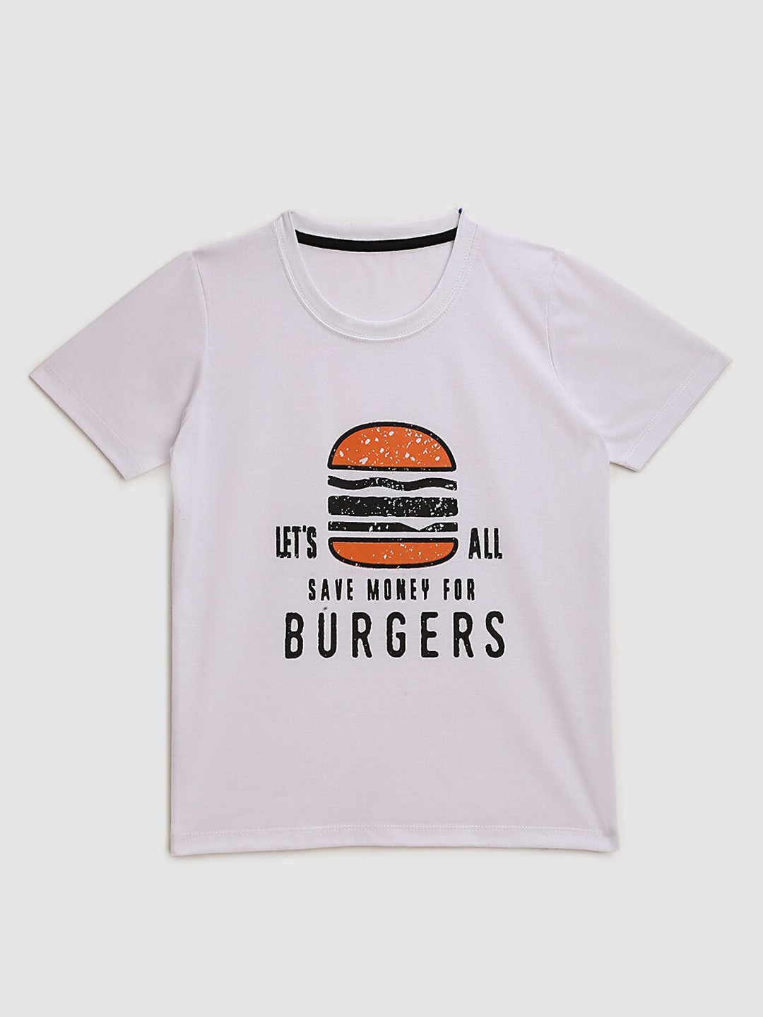 

KIDSCRAFT Boys White Typography Printed Applique T-shirt