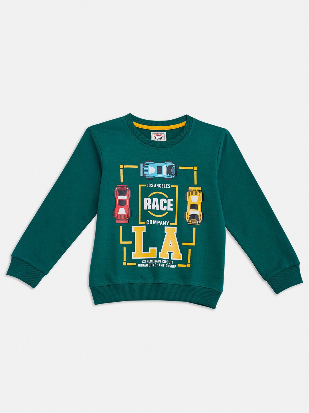 

R&B Boys Green Printed Sweatshirt