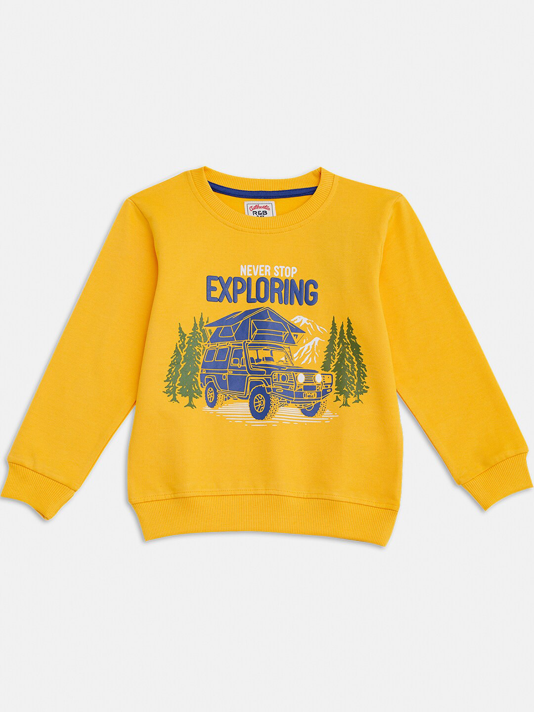 

R&B Boys Yellow Printed Sweatshirt