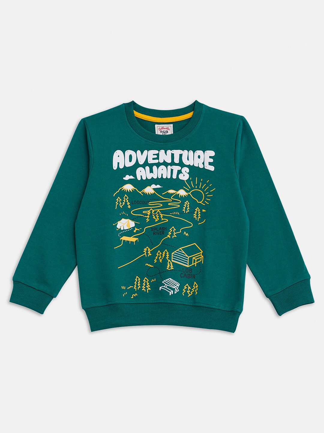 

R&B Boys Green Printed Sweatshirt