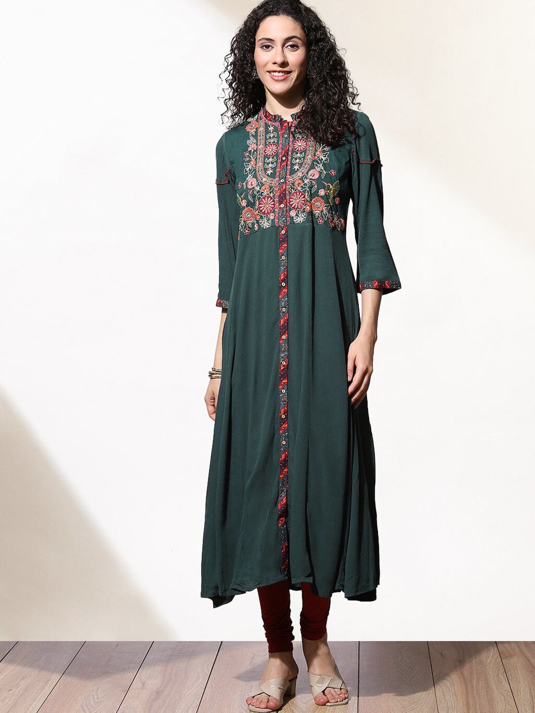 

Lakshita Turquoise Blue Ethnic Motifs A-Line Midi Dress
