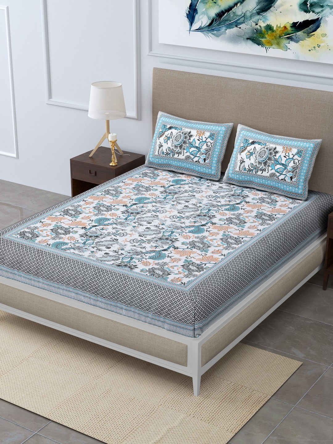 

Rudra Bazaar Unisex Multi Bedsheets, Grey