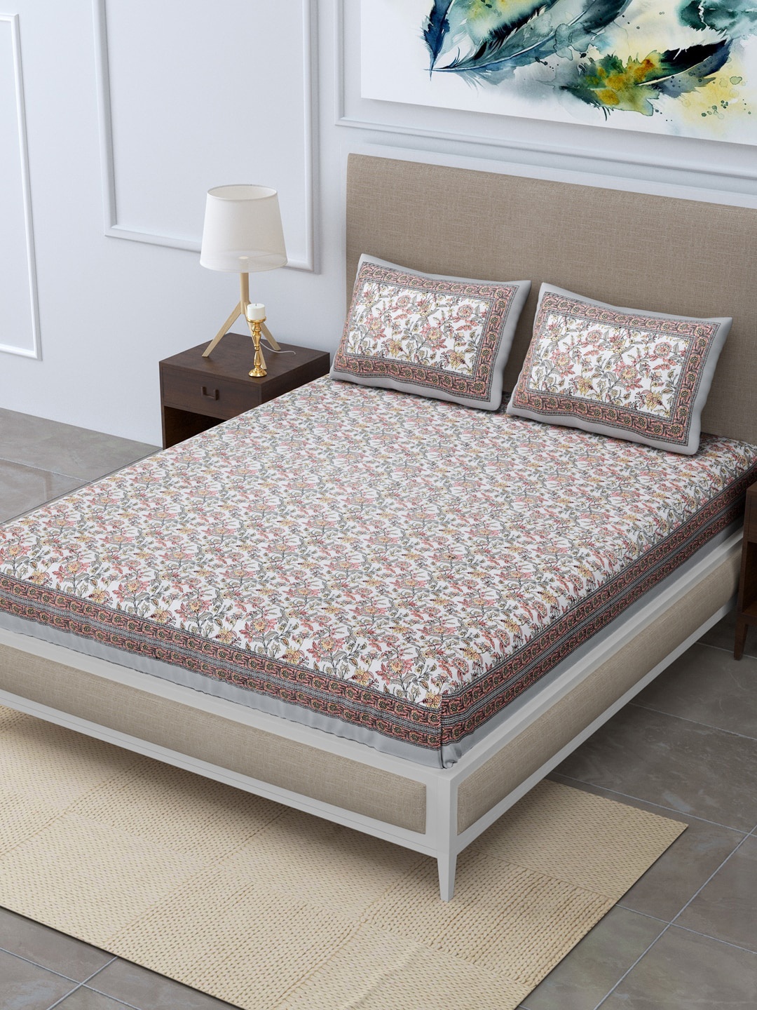 

Rudra Bazaar Unisex White Bedsheets