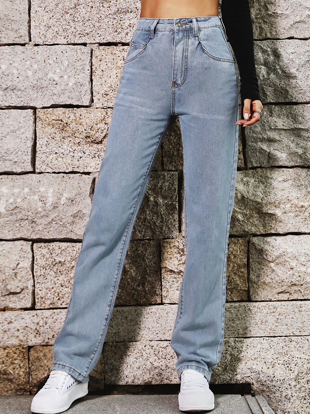 

BoStreet Women Blue Mildly Distressed Heavy Fade Jeans