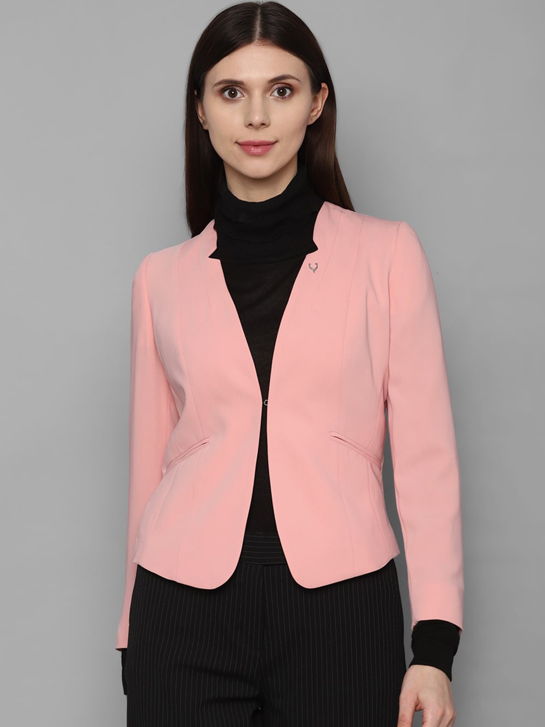 

Allen Solly Woman Pink Solid Single-Breasted Blazers
