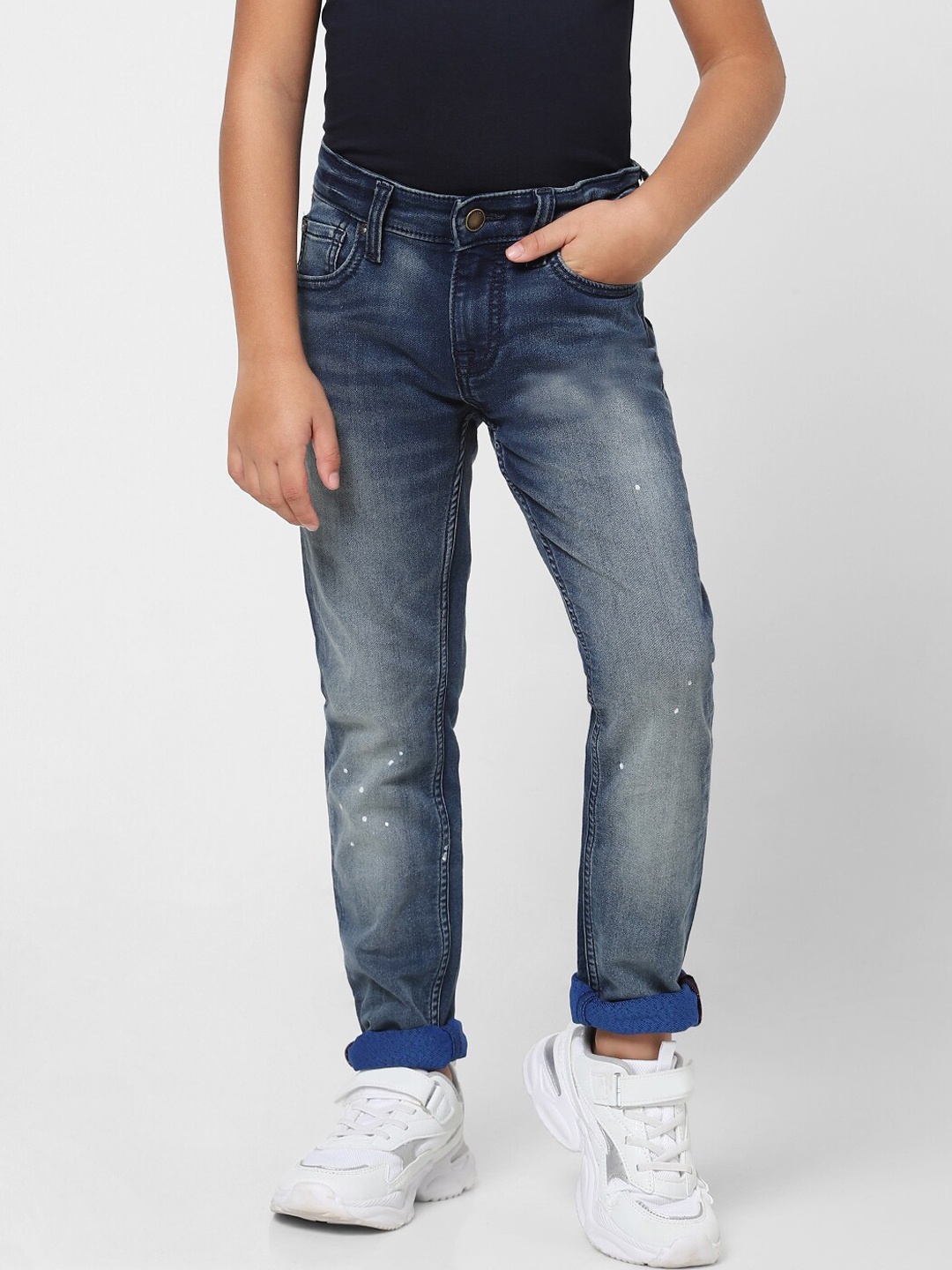 

Jack & Jones Boys Blue Low-Rise Mildly Distressed Heavy Fade Jeans