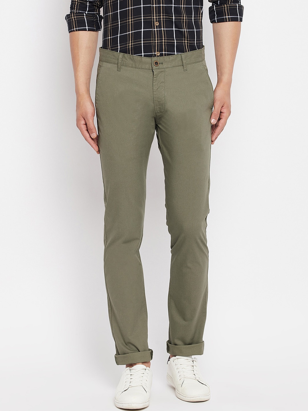 

Duke Men Green Slim Fit Trousers