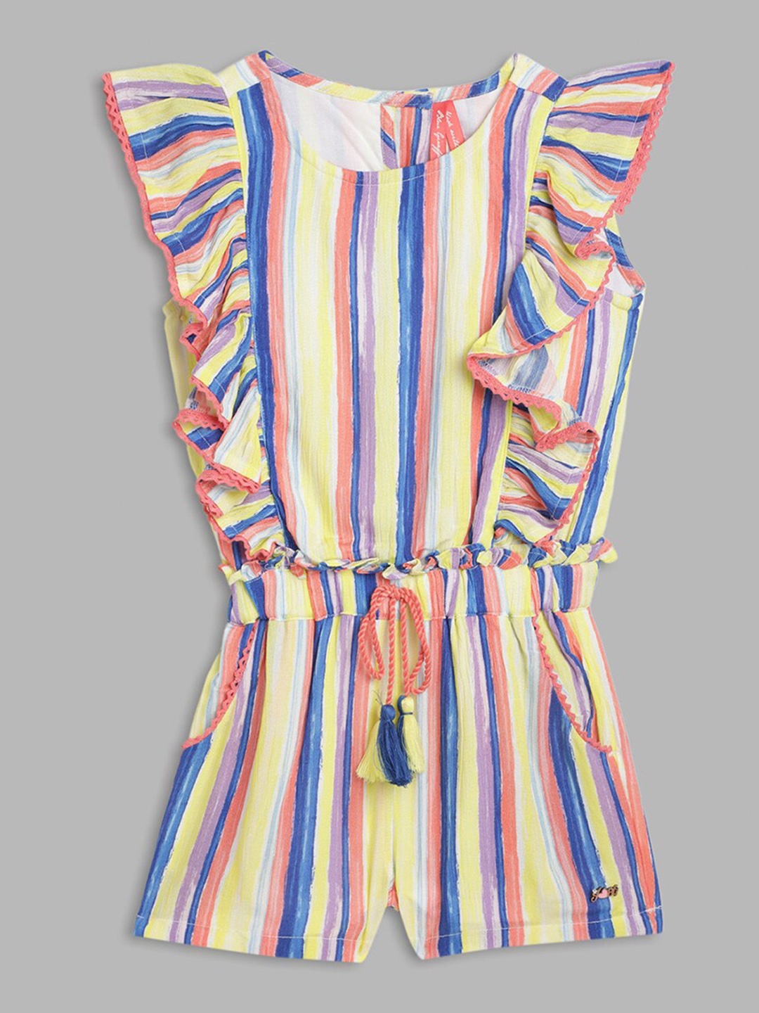 

Blue Giraffe Girls Yellow & Red Printed Jumpsuit