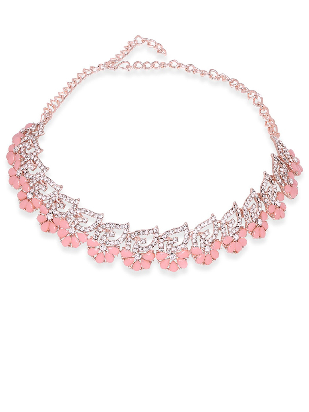 

VATSALYA creation Rose Gold-Plated Pink & White Stone-Studded Jewellery Set