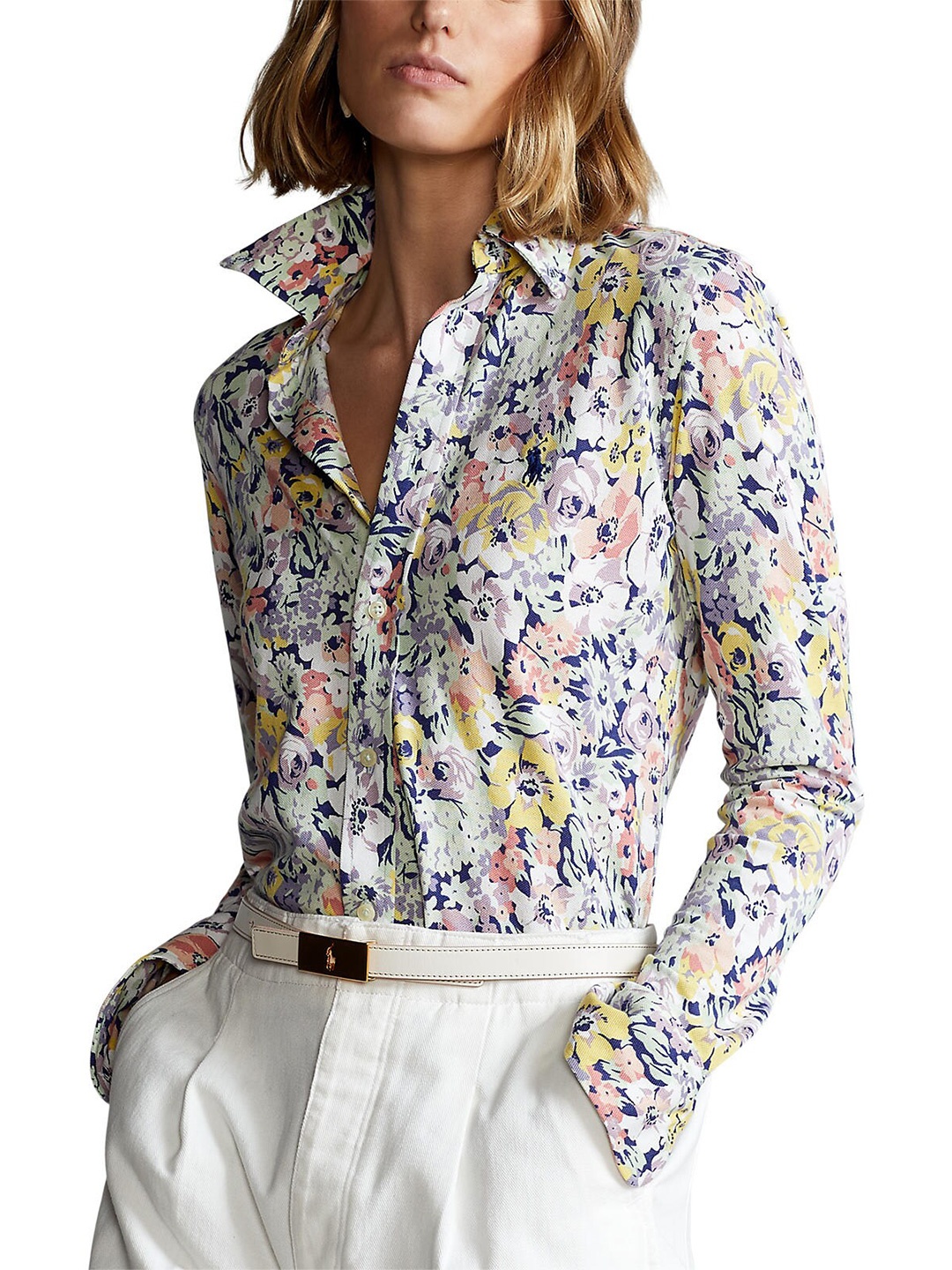 

Polo Ralph Lauren Women White Floral Printed Pure Cotton Casual Shirt