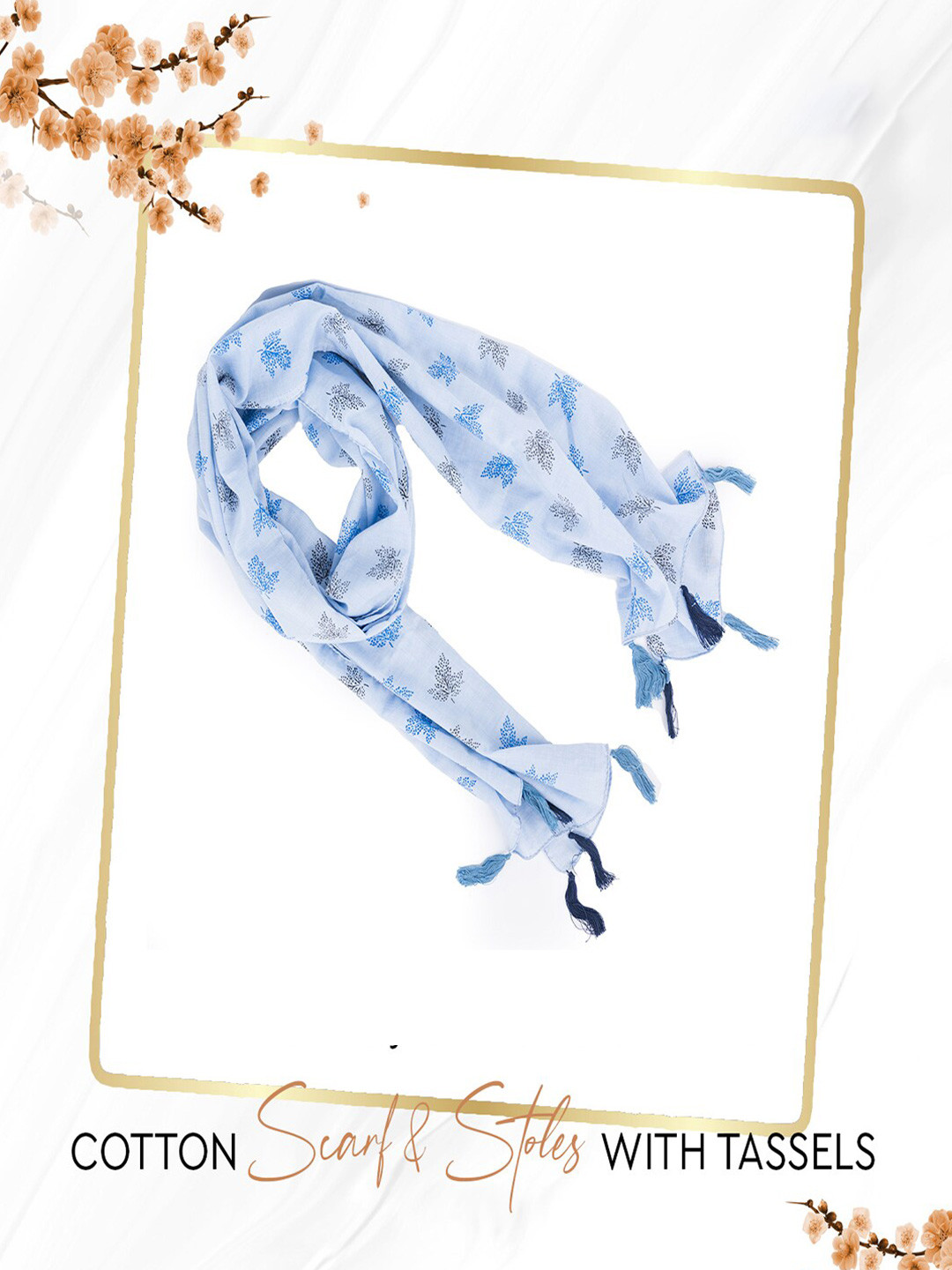 

Jewelz Women White & Blue Printed Stole